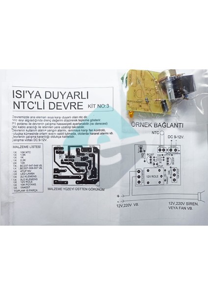Röleli Isı Sensörü Demonte Kit Kendin Yap (Ntc Devresi)