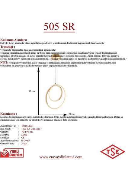 505 Sarı LED Avize