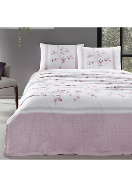 Florid Çift Kişilik Pamuklu Pike Takımı Pembe
