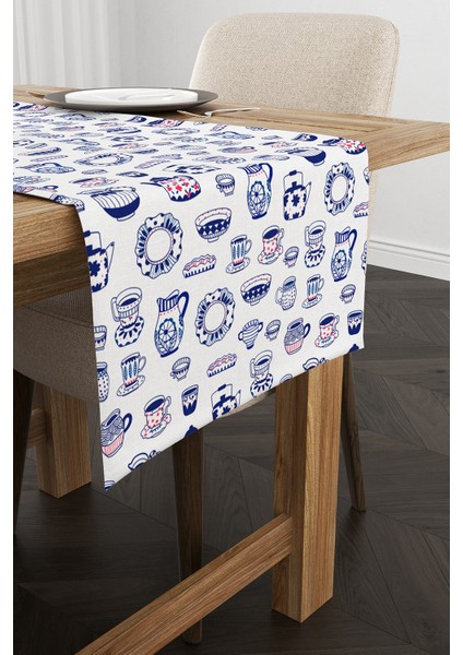 Beyaz Mavi Çini Desenli Dijital Baskılı Runner CGH595-RN fiyatları