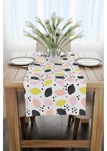 Beyaz Sarı Limon Desenli Dijital Baskılı Runner CGH600-RN