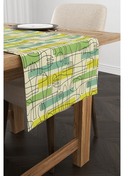 Krem Yeşil Dekoraif Kaşık Çatal Bıçak Desenli Dijital Baskılı Runner CGH624-RN fiyatları