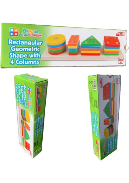 Wood Toys Ahşap Eğitici Geliştirici Oyuncak Geometrik Şekiller 4lü Vidalama Bultak Renkli