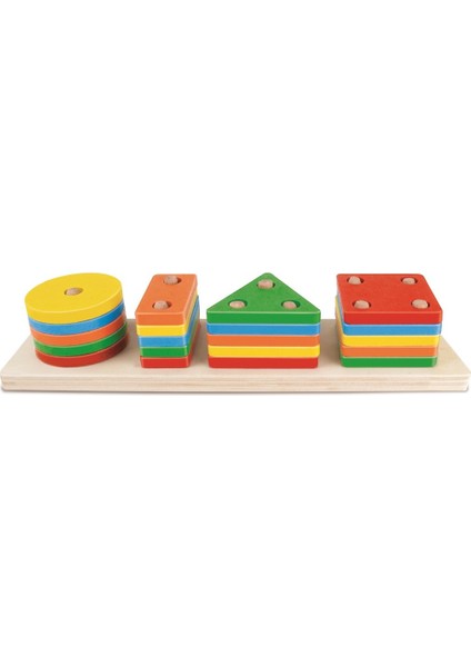 Wood Toys Ahşap Eğitici Geliştirici Oyuncak Geometrik Şekiller 4lü Vidalama Bultak Renkli fiyatları