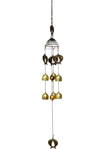 Feng Shui Metal Rüzgar Çanı 73 Cm Balık Temalı