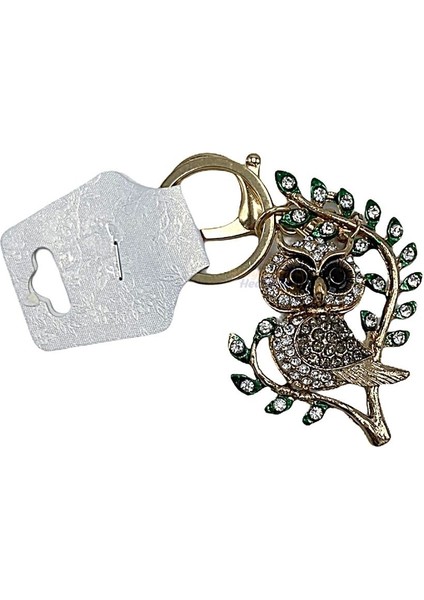 Siyah Kristal Taşlı Baykuş Anahtarlık