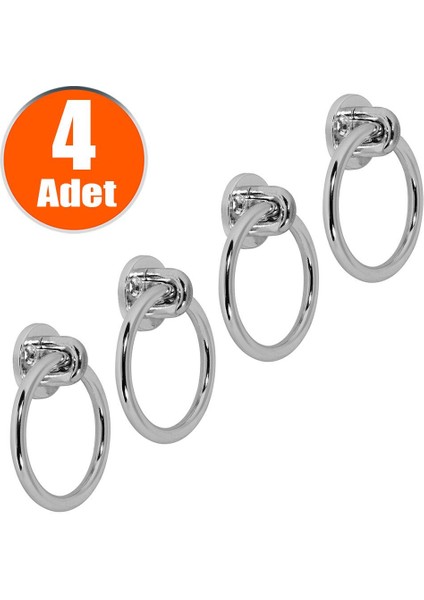 Nobel Sarkaç Dolap Çekmece Kulpu Kulbu Krom Metal Halka Kulp (4 Adet)