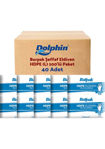 Burpak Şeffaf Eldiven HDPE (L) 100lü Paket 40 Adet