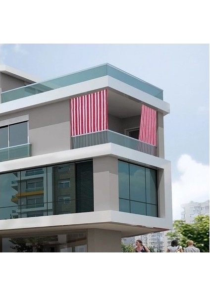 Kırmızı Beyaz Çizgili Balkon Perdesi, Balkon Çadır Brandası, Balkon Güneşlik fiyatları