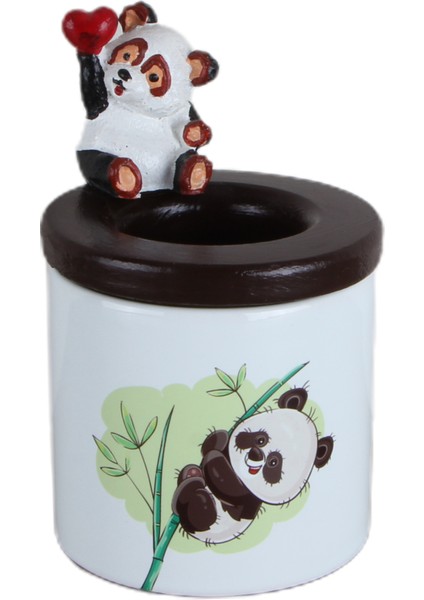 Panda Seramik Kalemlik Panda Kalem Panda Fanus Biblo Seti