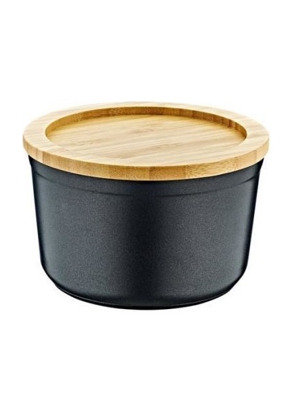 Slalom - Bambu Kapaklı Granit Saklama Kabı 16CM Siyah