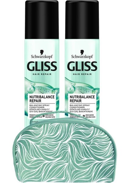 Nutribalance Sıvı Saç Kremi 200 ml X2 Adet+Makyaj Çantası