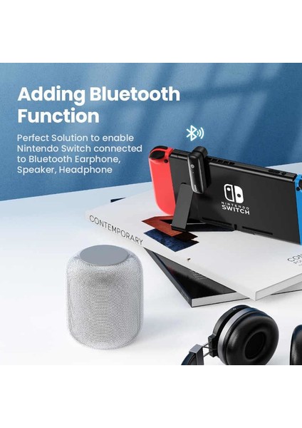 Nintendo Switch için Bluetooth 5.0 Verici Ses Adaptörü Siyah