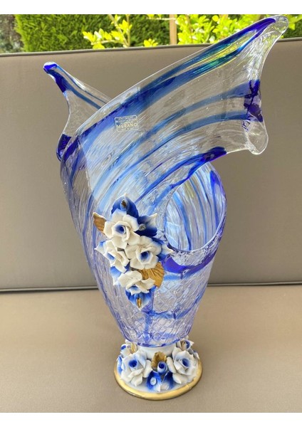 Lucky Art Mo 127 Murano Italy Mavi Vazo modelleri