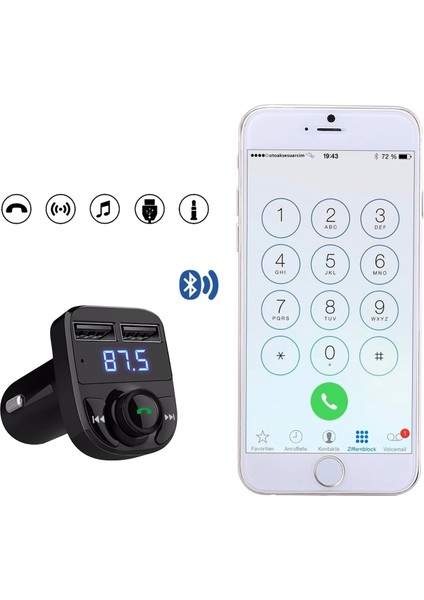 Concord C606 Bluetooth Araç Kiti Fm Transmitter Çift USB Şarj Girişli