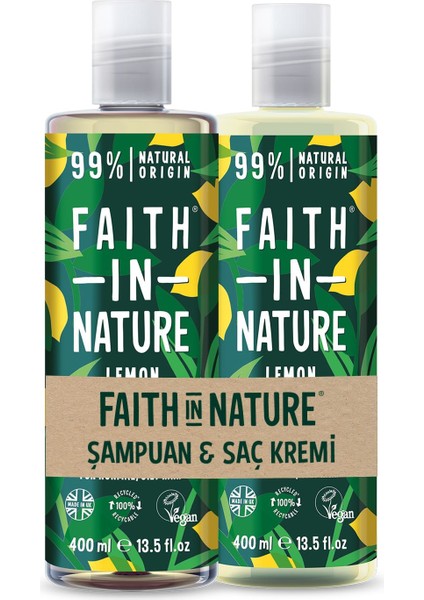 Faith In Nature  %99 Doğal Ferahlatıcı Şampuan&saç Krem Limon&çay Ağacı