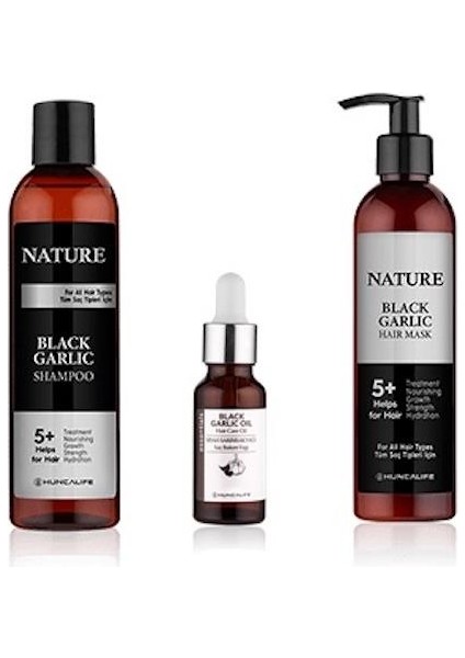 Huncalıfe Siyah Sarımsaklı Şampuan 350 ml + Siyah Sarımsaklı Saç Maskesi 250 ml + Sarımsak Yağı 20 ml