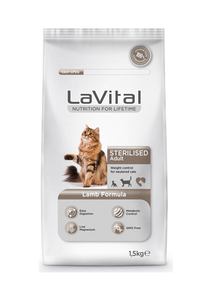 La Vital Sterilised Kuzu Etli Kısırlaştırılmış Kedi Maması 1,5 kg