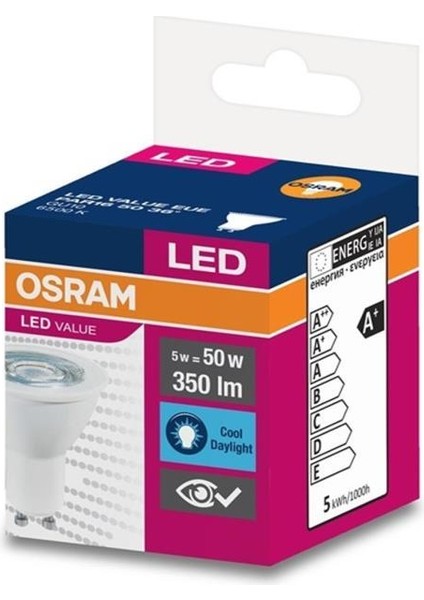 Ledvalue 5W (50W) LED Spot Ampul GU10 Gün Işığı (3 Adet)