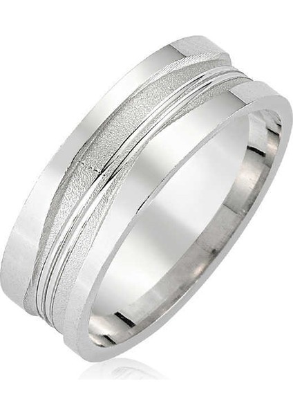 Gümüş Desenli Unisex Alyans