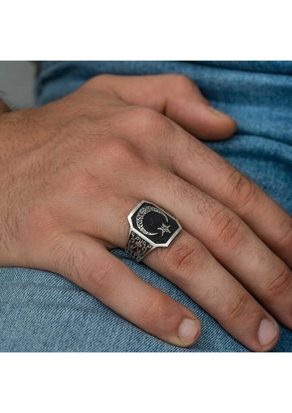 Gümüş Ay Yıldız Erkek Yüzük fiyatları