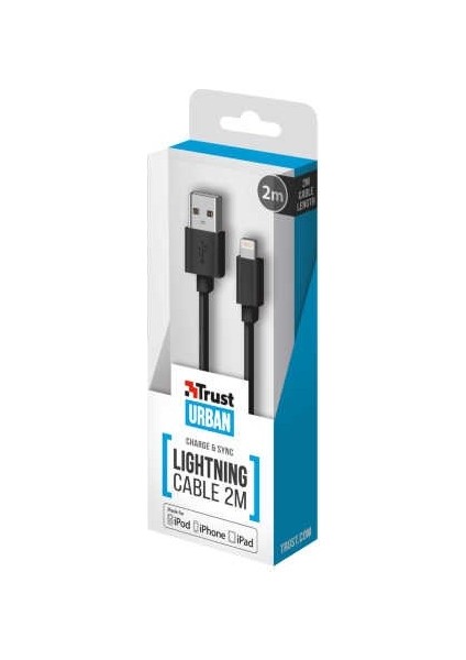 Lightning Şarj ve Data Kablosu 2 Metre Siyah