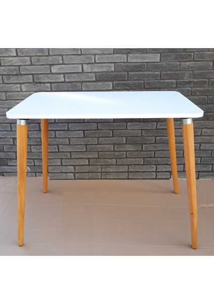 Ahşap Ayaklı Mutfak Yemek Masası 60X90 cm Gürgen Masif Ayak Beyaz