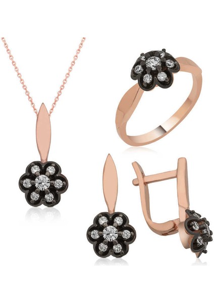 Gümüş Elmas Montür Çiçek Kadın Set