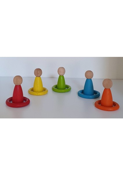 Waldorf Montessori Doğal Ahşap Halka Boyalı 10'lu Set fırsatları