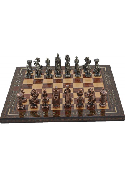 Metal Satranç Takımı Seti Orta Ingiliz Antik Taş ve Gül Düz Masif Satranç Tahtası fırsatları