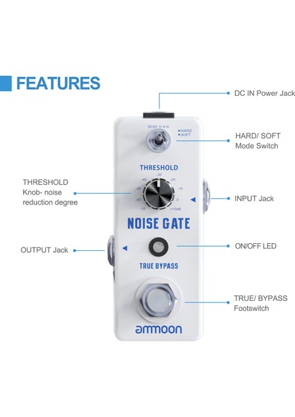 Noıse Gate Gürültü Azaltma Gitar Efekt Pedalı 2 Mod (Sert/yumuşak) (Yurt Dışından)