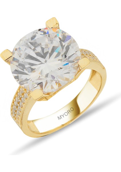 Myoro Gold 14 Ayar Altın Tektaş Yüzük