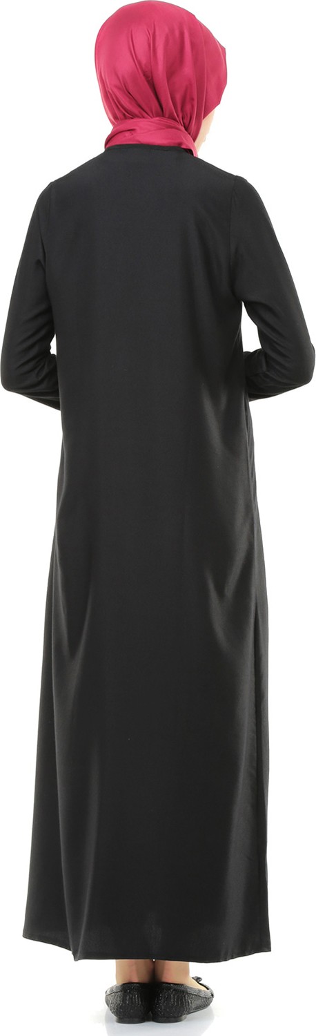 İhvan 5009-1 Fermuarlı Siyah Namaz Elbisesi görsel 2