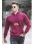 Bordo Baskılı Kapşonlu Sweatshirt 5292 1