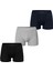 Erkek Siyah Gri Lacivert 3’lü Paket Düz Likralı Boxer Şort 1