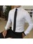 Italyan Stil Slim Fit Erkek Kravat Yaka Gömlek Beyaz T4775 2