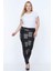 Desenli Gri Esnek Büyük Beden Tayt 4A-0772 1