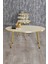Mobilya Zigon Sehpa ve Orta Sehpa Elips Gold Metal Ayak Gold Krem Set 1