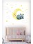 Uyuyan Rakun Beyaz Bulutlar Ay ve Yıldızlar Set Çocuk Odası Duvar Sticker 1