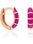 Mor Neon Mineli Oval Gümüş Küpe-Rose 1
