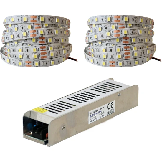 Amber LED 4040 Yeni Nesil Şerit LED Beyaz 10 Metre + 10 Amper 120W LED Trafo