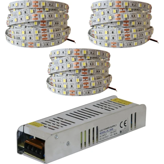 Amber LED 4040 Yeni Nesil Şerit LED 15 Metre Beyaz + 16.5 Amper 200W LED Trafo