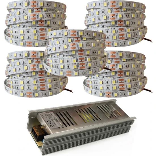 Amber LED 4040 Yeni Nesil Şerit LED 25 Metre Beyaz + 30 Amper 360W LED Trafo