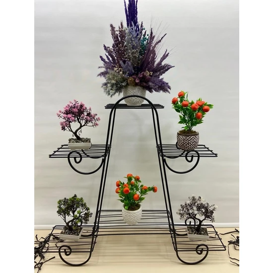 Heticaret Metal Ferforje Oval Çiçeklik Saksılık Bahçe 80X83 cm
