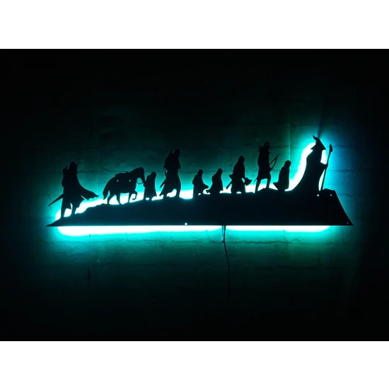 MF Tasarım Rgb Kumandalı Yüzüklerin Efendisi The Lord Of The Rings LED Işıklı Ahşap Mdf Dekoratif Tablo 85 x 25