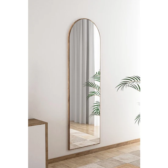 Nysamo Ceviz Antre Koridor Konsol Duvar Salon Banyo Wc Ofis Yatak Odası Boy Ayna 40X120 cm Kubbe Beyaz Ayna