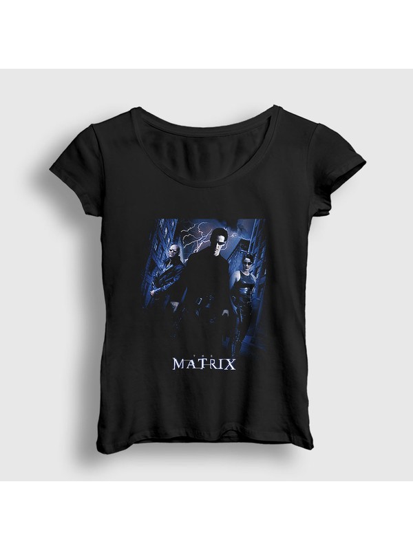 Presmono Kadın Siyah Neo V2 Film The Matrix T-Shirt