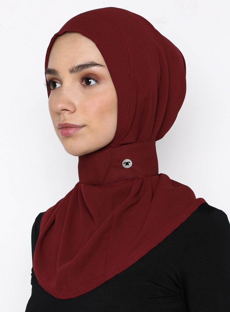 Ecardin Bone Krep Fular Şal - Koyu Bordo - Ecardin
