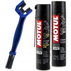 Motul Motosiklet Zincir Bakım Seti C1 Temizleme Spreyi C4 Yağlayıcı ve Fırça Tüm Zincir Tipleri İçin