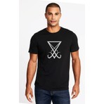 Qivi Lucifer Sigil 2 Baskılı Siyah Erkek Örme Tişört
